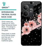 Floral Black Band Glass Case For Realme GT 6 5G