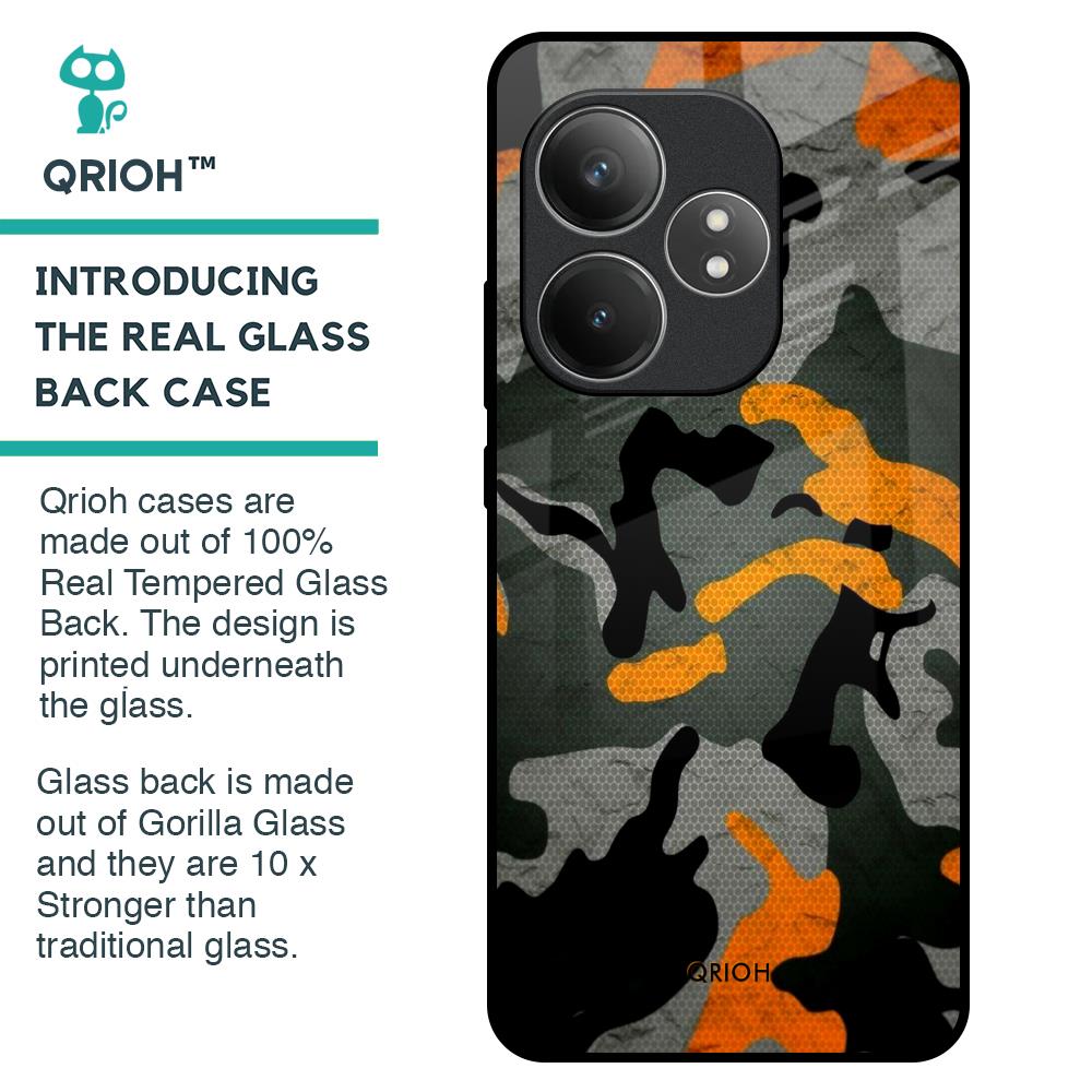 Camouflage Orange Glass Case For Realme GT 6 5G