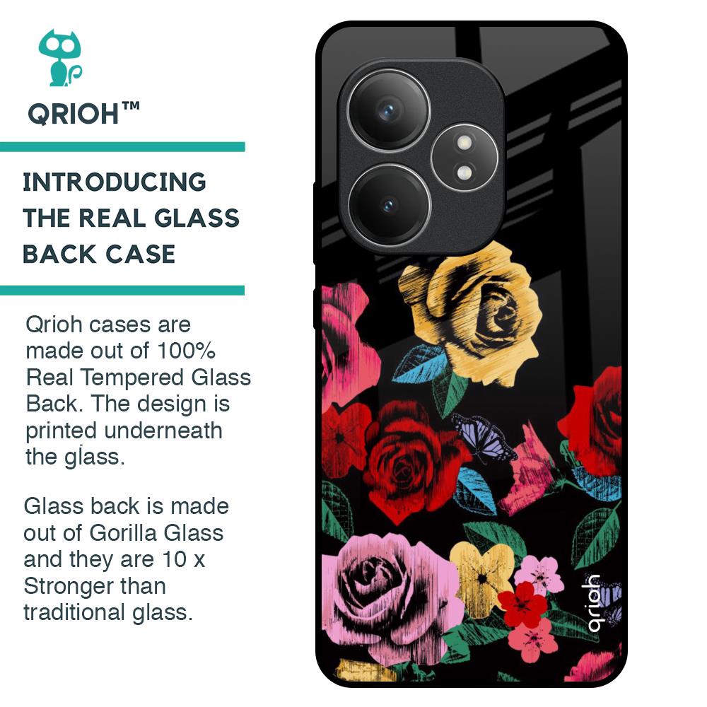 Floral Decorative Glass Case For Realme GT 6 5G