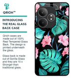 Tropical Leaves & Pink Flowers Glass Case for Realme GT 6 5G