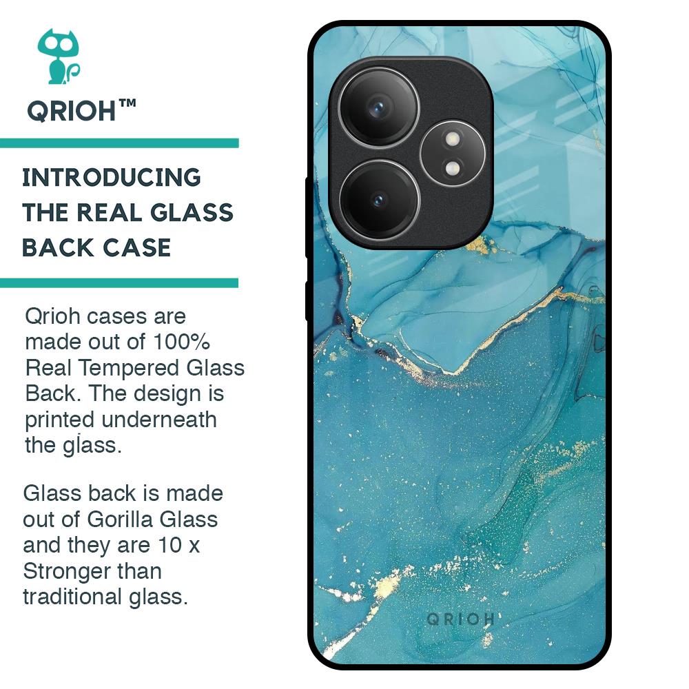 Blue Golden Glitter Glass Case for Realme GT 6 5G