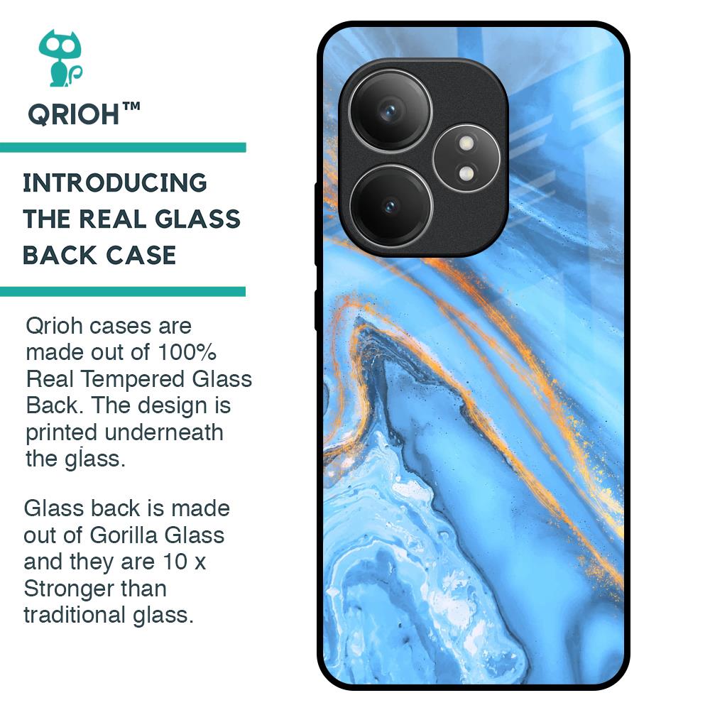 Vibrant Blue Marble Glass Case for Realme GT 6 5G
