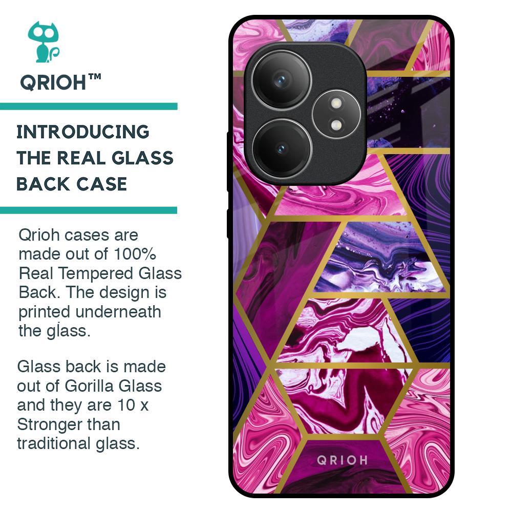 Electroplated Geometric Marble Glass Case for Realme GT 6 5G