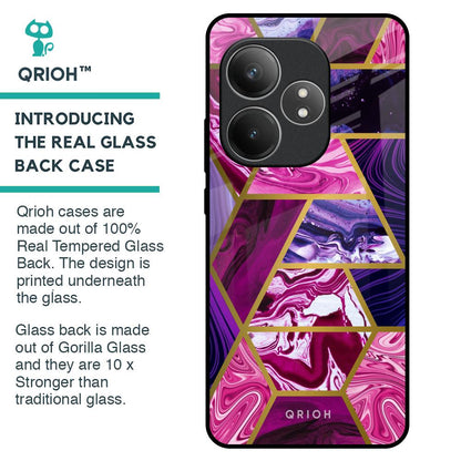 Electroplated Geometric Marble Glass Case for Realme GT 6 5G