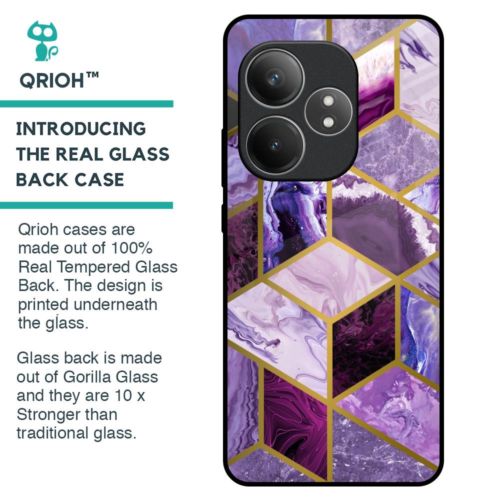 Purple Rhombus Marble Glass Case for Realme GT 6 5G