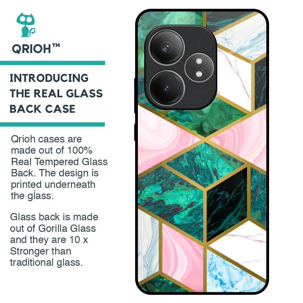 Seamless Green Marble Glass Case for Realme GT 6 5G