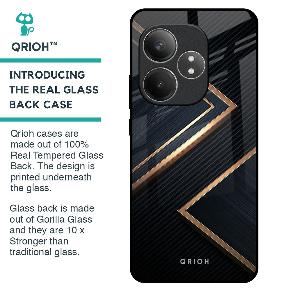 Sleek Golden & Navy Glass Case for Realme GT 6 5G