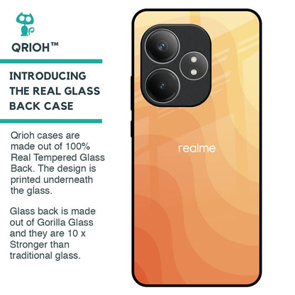 Orange Curve Pattern Glass Case for Realme GT 6 5G