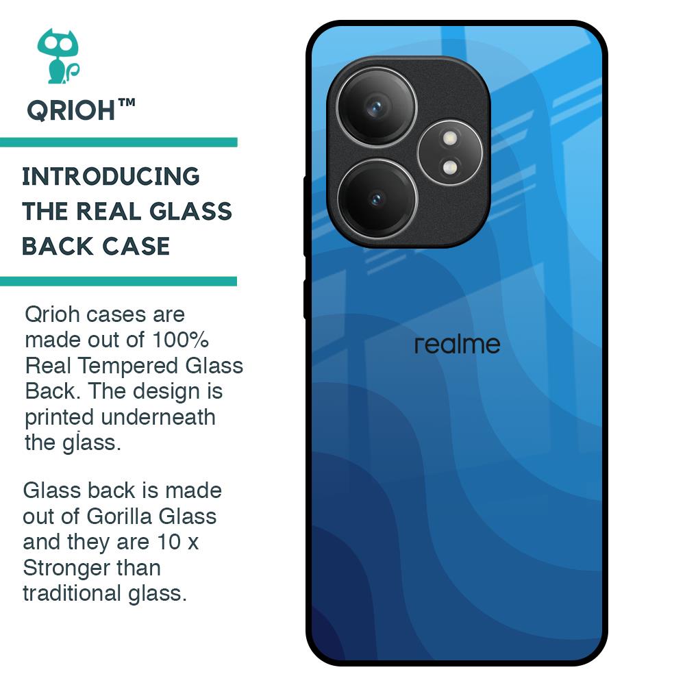 Blue Wave Abstract Glass Case for Realme GT 6 5G
