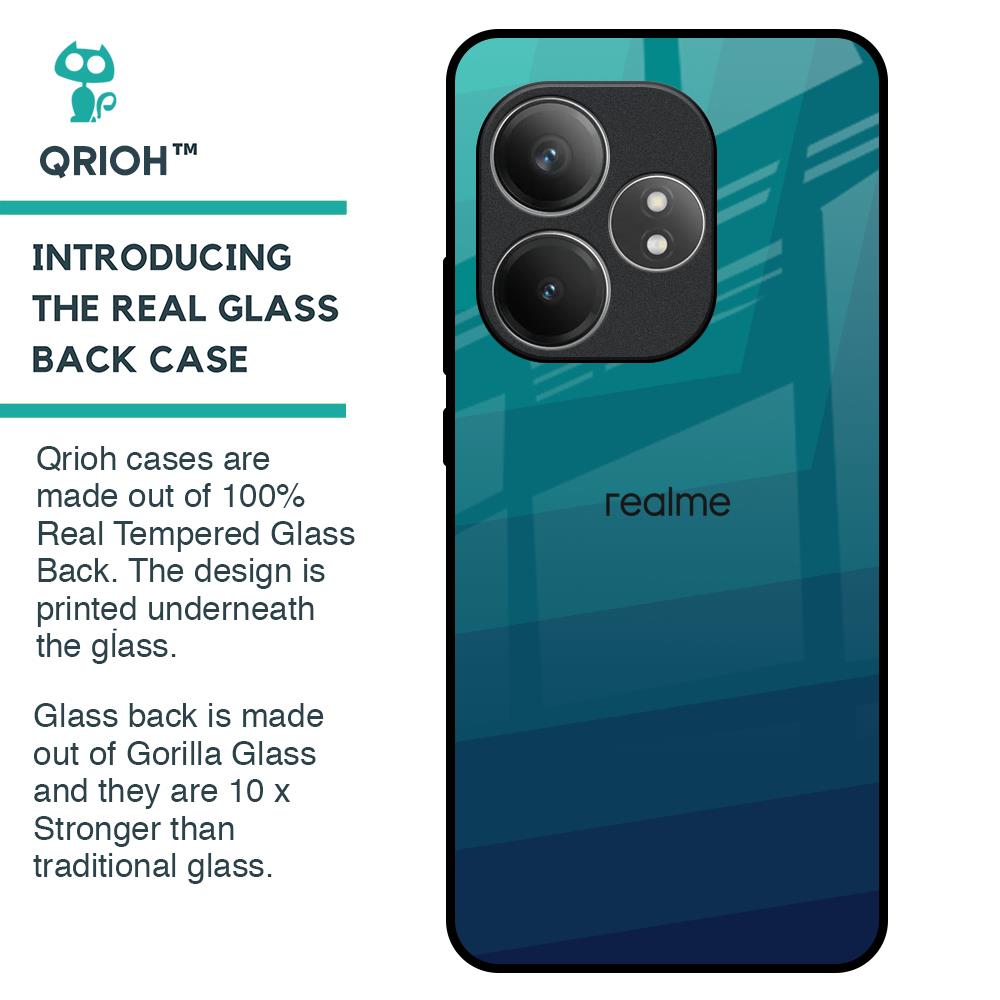 Green Triangle Pattern Glass Case for Realme GT 6 5G