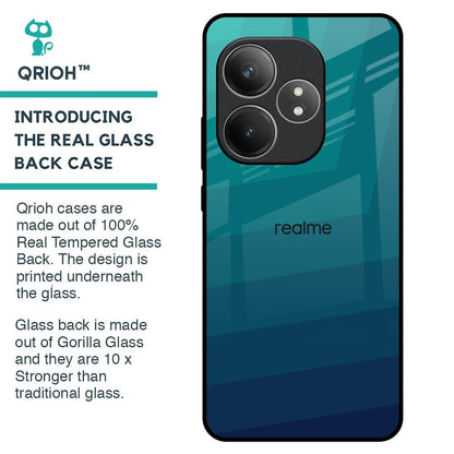 Green Triangle Pattern Glass Case for Realme GT 6 5G