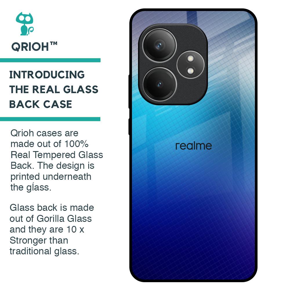 Blue Rhombus Pattern Glass Case for Realme GT 6 5G