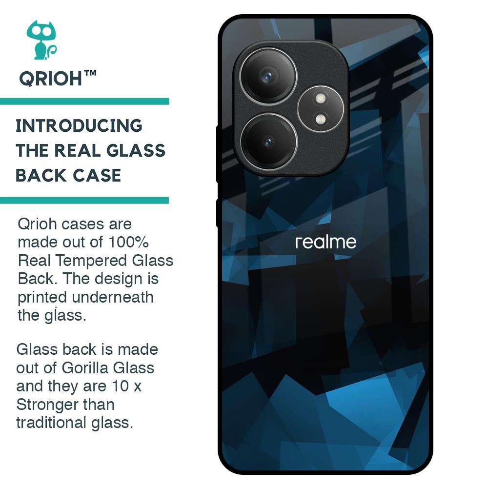 Polygonal Blue Box Glass Case For Realme GT 6 5G