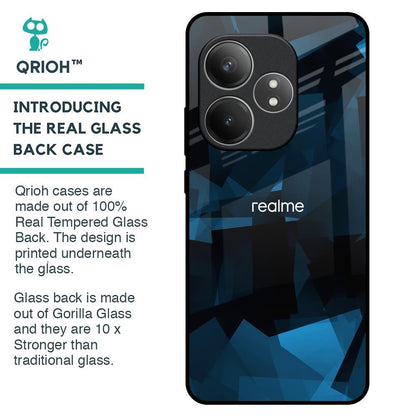 Polygonal Blue Box Glass Case For Realme GT 6 5G