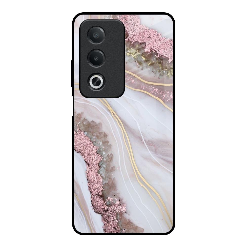 Pink & Gold Gllitter Marble OPPO A3 Pro 5G Glass Back Cover Online