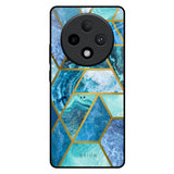 Turquoise Geometrical Marble Oppo F27 Pro Plus Glass Back Cover Online