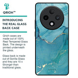 Blue Golden Glitter Glass Case for Oppo F27 Pro Plus