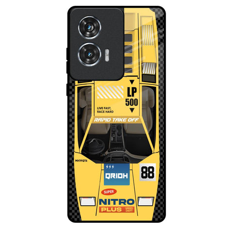 Yellow Racing Car Motorola Edge 50 Fusion 5G Glass Back Cover Online