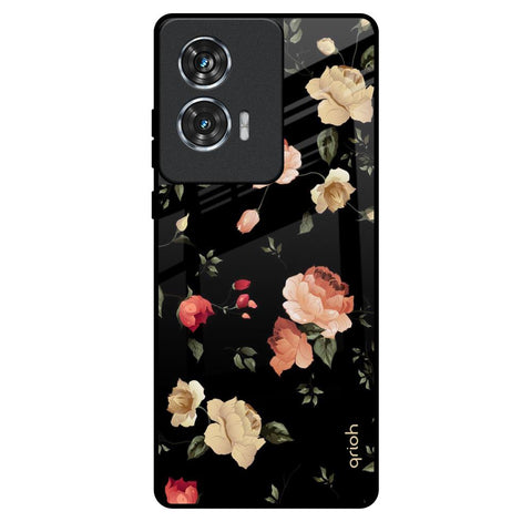 Black Spring Floral Motorola Edge 50 Fusion 5G Glass Back Cover Online