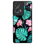 Tropical Leaves & Pink Flowers Motorola Edge 50 Fusion 5G Glass Back Cover Online