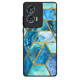 Turquoise Geometrical Marble Motorola Edge 50 Fusion 5G Glass Back Cover Online