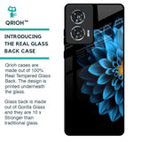 Half Blue Flower Glass Case for Motorola Edge 50 Fusion 5G