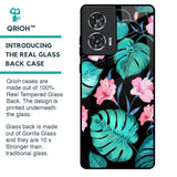 Tropical Leaves & Pink Flowers Glass Case for Motorola Edge 50 Fusion 5G