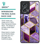 Purple Rhombus Marble Glass Case for Motorola Edge 50 Fusion 5G