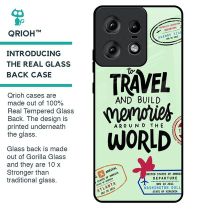 Travel Stamps Glass Case for Motorola Edge 50 Pro 5G