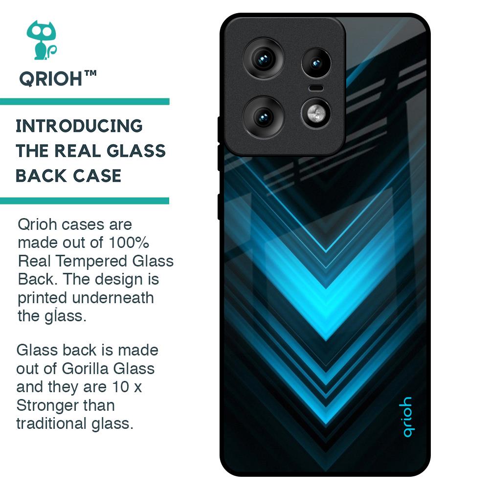 Vertical Blue Arrow Glass Case For Motorola Edge 50 Pro 5G