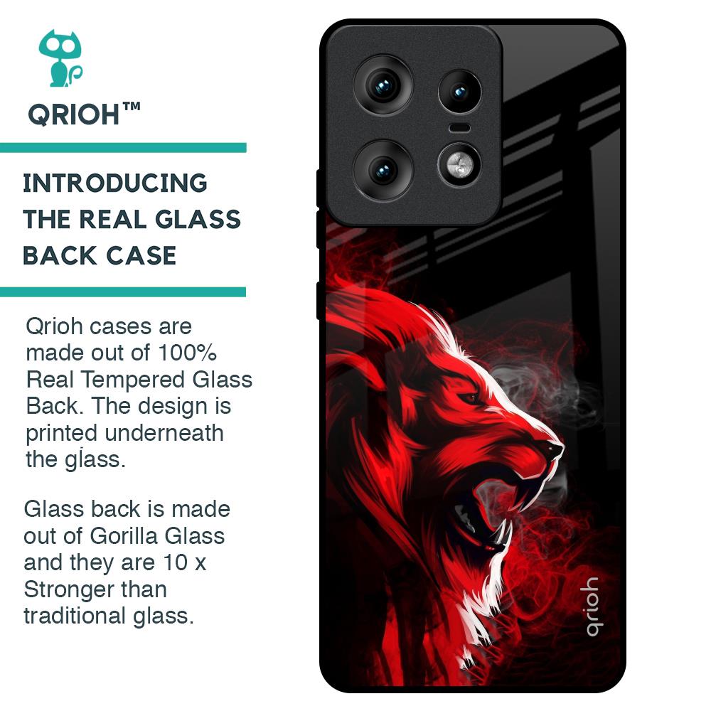 Red Angry Lion Glass Case for Motorola Edge 50 Pro 5G