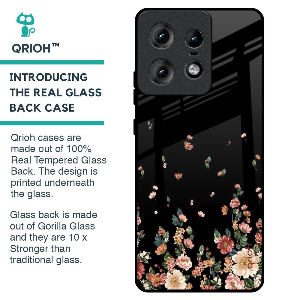 Floating Floral Print Glass Case for Motorola Edge 50 Pro 5G