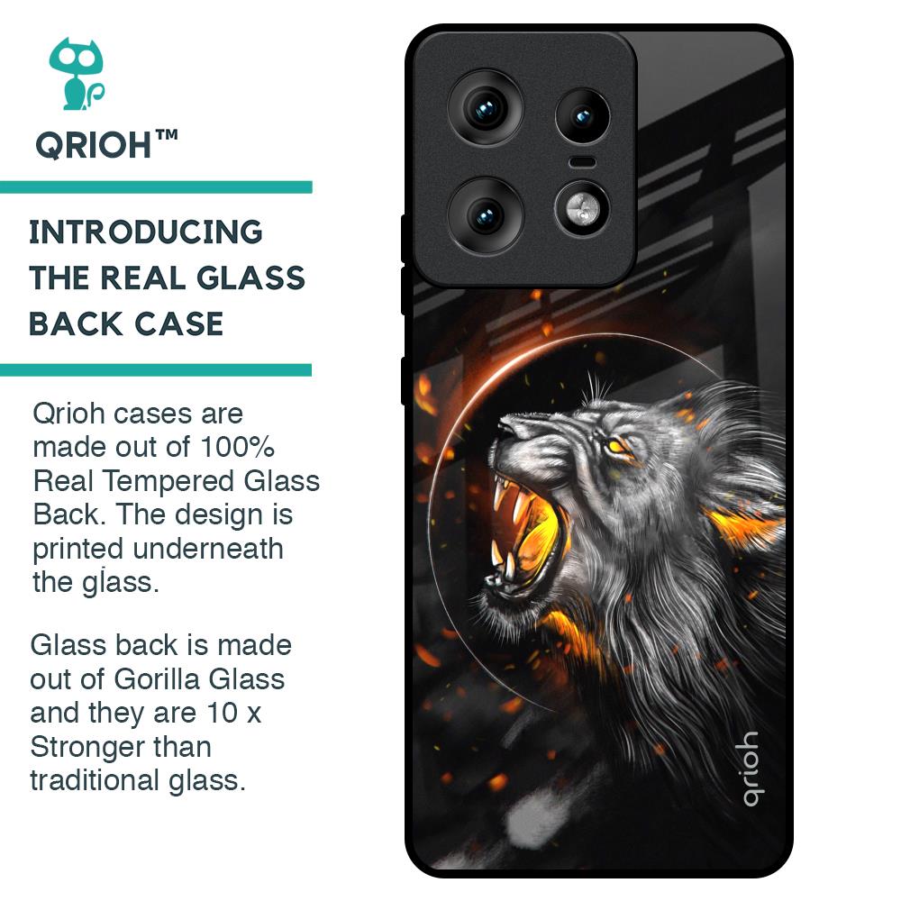 Aggressive Lion Glass Case for Motorola Edge 50 Pro 5G