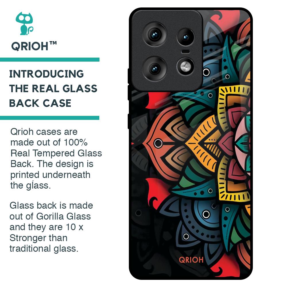 Retro Gorgeous Flower Glass Case for Motorola Edge 50 Pro 5G