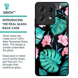 Tropical Leaves & Pink Flowers Glass Case for Motorola Edge 50 Pro 5G