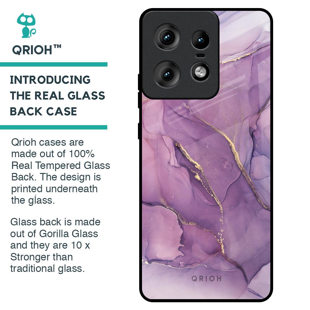 Purple Gold Marble Glass Case for Motorola Edge 50 Pro 5G