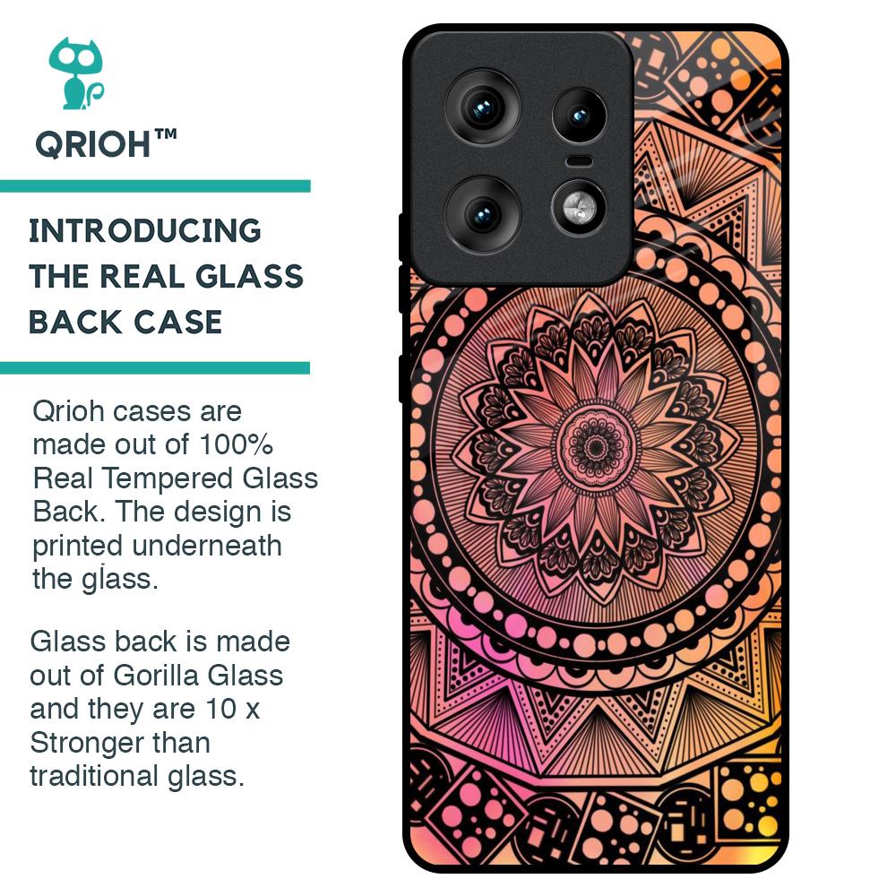 Floral Mandala Glass Case for Motorola Edge 50 Pro 5G