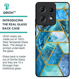 Turquoise Geometrical Marble Glass Case for Motorola Edge 50 Pro 5G