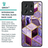 Purple Rhombus Marble Glass Case for Motorola Edge 50 Pro 5G