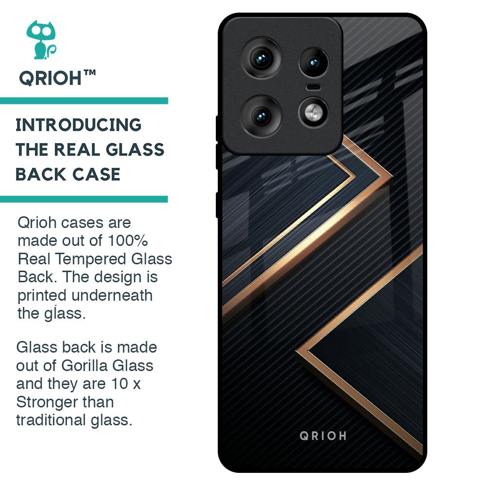 Sleek Golden & Navy Glass Case for Motorola Edge 50 Pro 5G