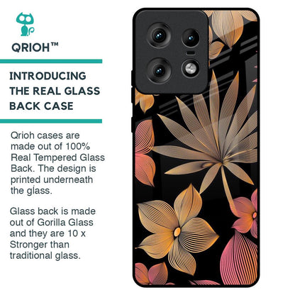 Lines Pattern Flowers Glass Case for Motorola Edge 50 Pro 5G