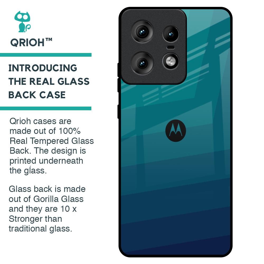 Green Triangle Pattern Glass Case for Motorola Edge 50 Pro 5G