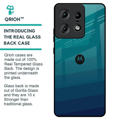Green Triangle Pattern Glass Case for Motorola Edge 50 Pro 5G