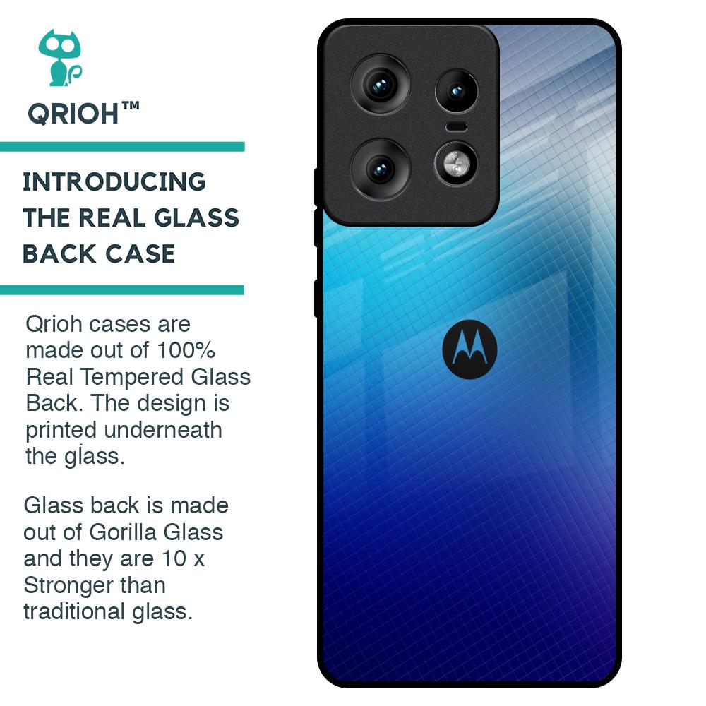 Blue Rhombus Pattern Glass Case for Motorola Edge 50 Pro 5G