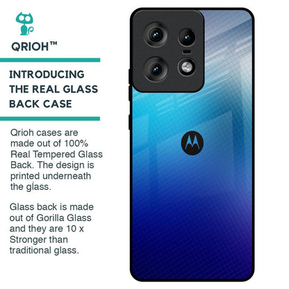 Blue Rhombus Pattern Glass Case for Motorola Edge 50 Pro 5G