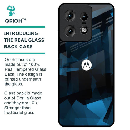 Polygonal Blue Box Glass Case For Motorola Edge 50 Pro 5G