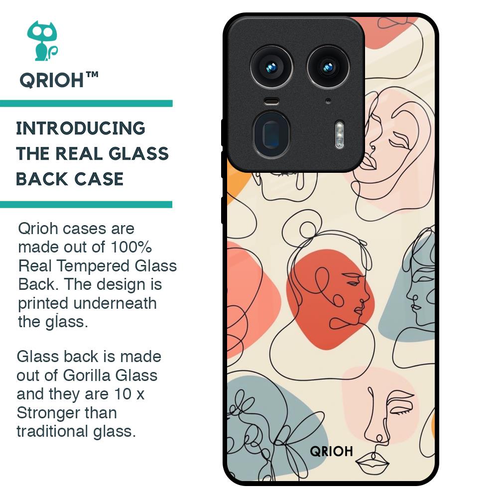 Abstract Faces Glass Case for Motorola Edge 50 Ultra 5G