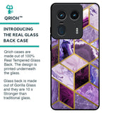 Purple Rhombus Marble Glass Case for Motorola Edge 50 Ultra 5G