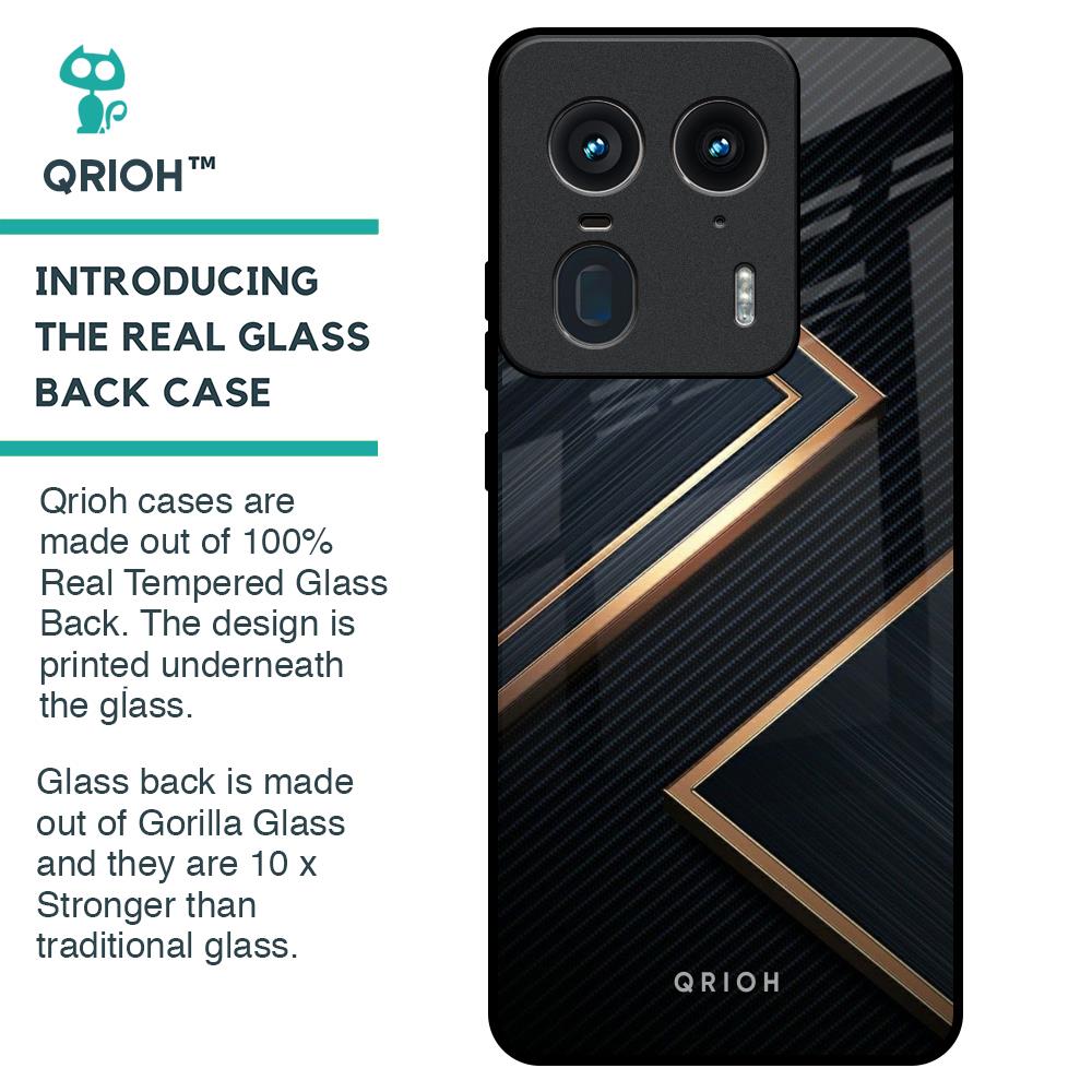 Sleek Golden & Navy Glass Case for Motorola Edge 50 Ultra 5G