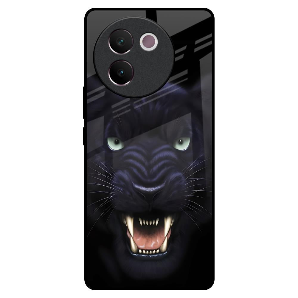 Angry Black Leopard Vivo V30e Glass Back Cover Online